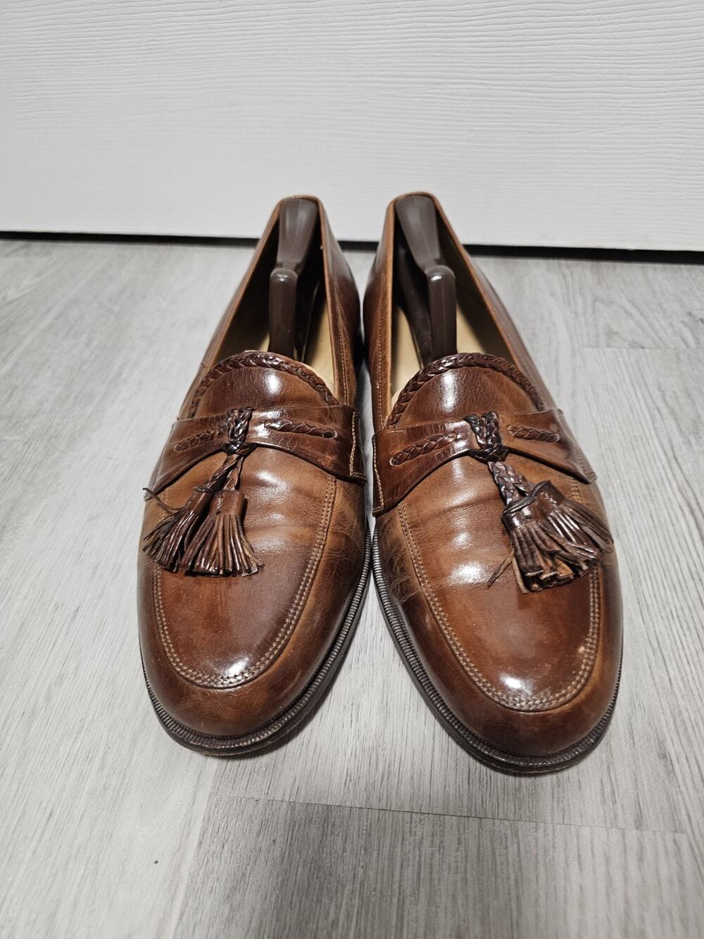 Men's Shoes Johnston & Murphy Cellini Brown Loafers 10M Kilties Leather Italy